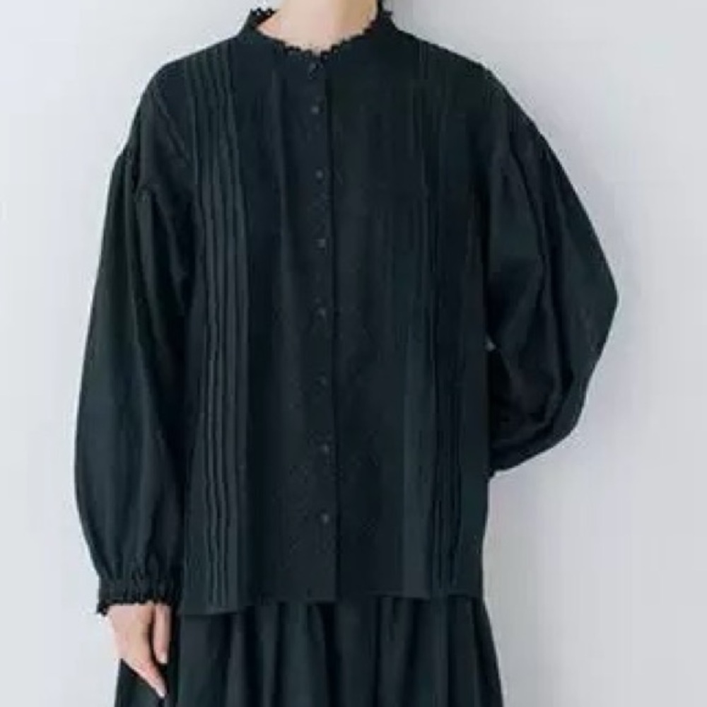 Japanese linen eyelet blouse